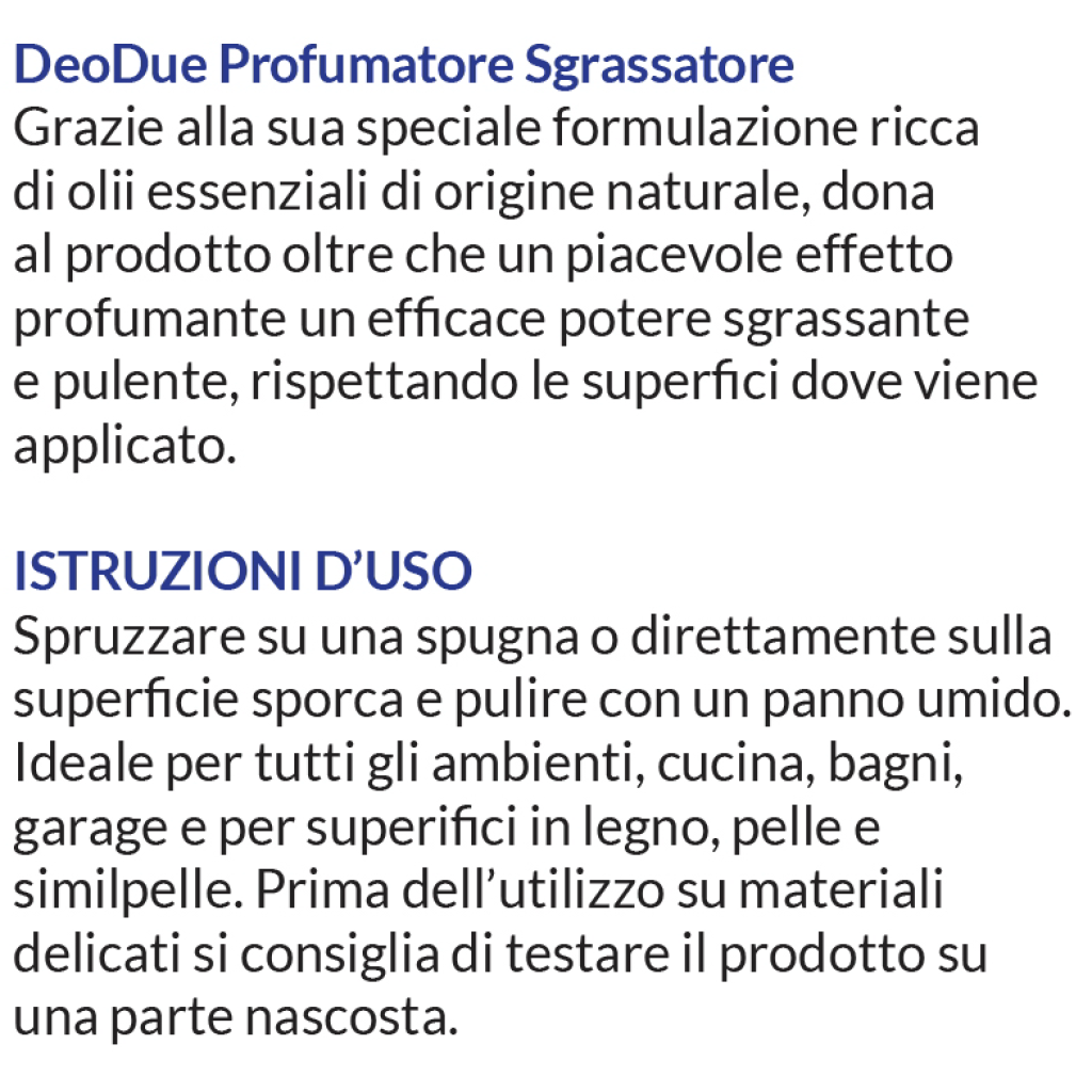 Deo Due profumatore sgrassatore azzurro 600 ml