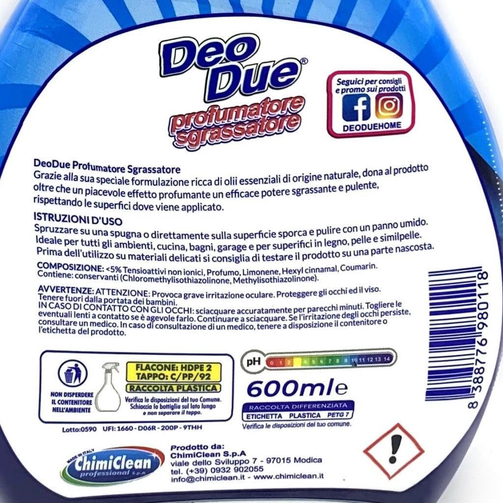 Deo Due profumatore sgrassatore azzurro 600 ml