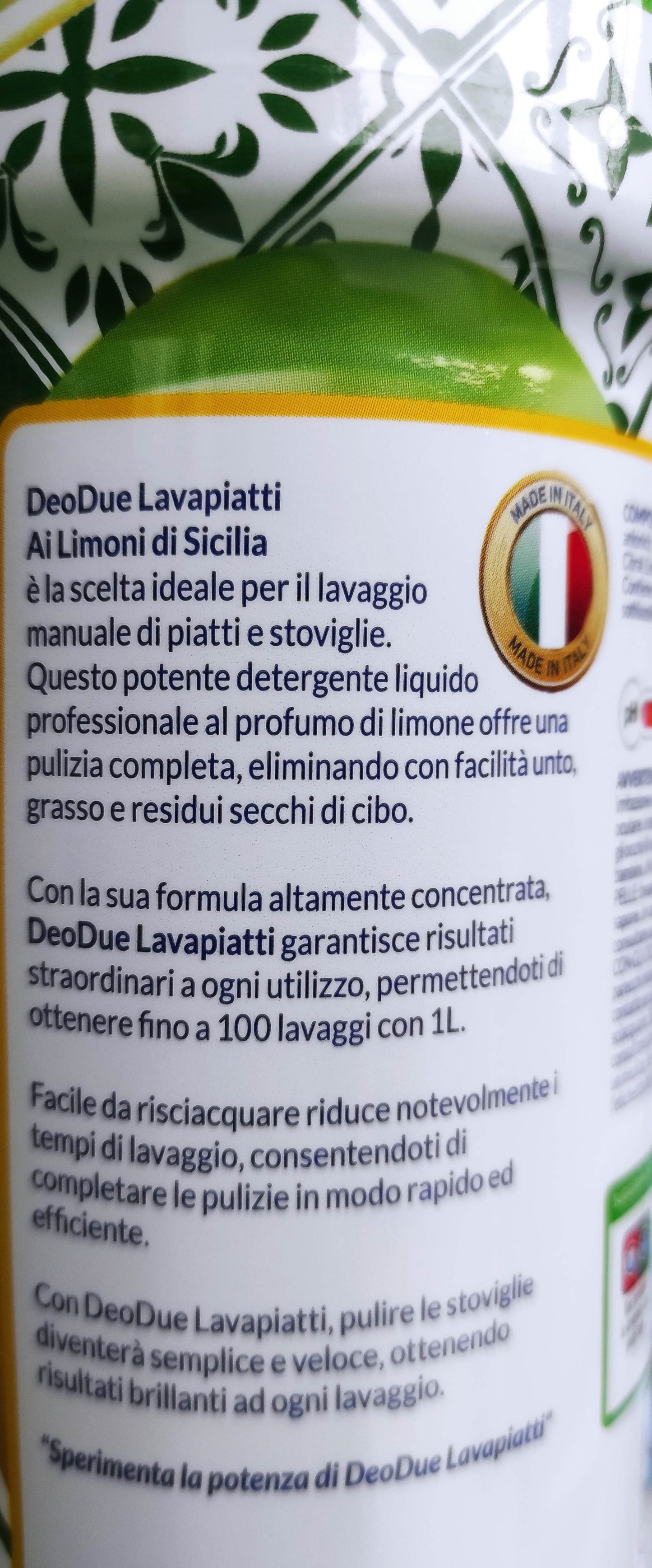 DEO DUE LAVAPIATTI XXL DOPPIO CONCENTRATO PROFESSIONALE 100 LAVAGGI