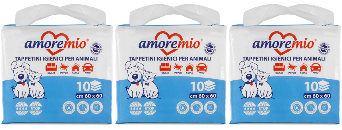 TAPPETINO IGIENICO PER ANIMALI 60X60 N CONFEZIONI 3