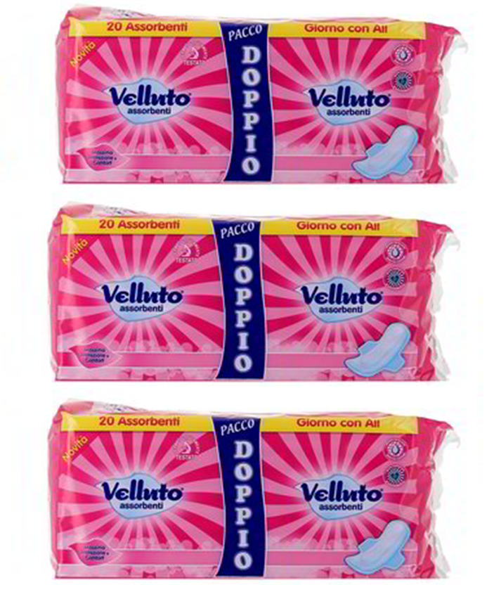 ASSORBENTI VELLUTO ULTRA GIORNO  CON ALI PACCO DOPPIO  N CONFEZIONI 3