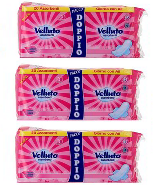 ASSORBENTI VELLUTO ULTRA GIORNO  CON ALI PACCO DOPPIO  N CONFEZIONI 3